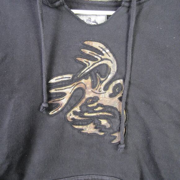 Legendary Whitetails Hoodie Mens Small Black Camo Pullover Deer Antler Outdoors - Picture 2 of 8